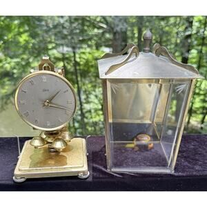 Lovely Vintage Brass Schatz #53 Shelf or Mantle 400 Day Clock Germany No Key